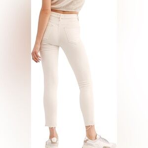 We The Free People Ivory White Raw Hem Skinny Jeans High Rise Size 29